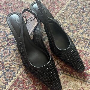 Rita Ora Black Slingback Heels